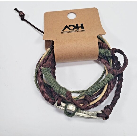 Art Of Homage Men's Black Cross Leather Spiritual Bold Modern Layered Bracelets - Picture 1 of 5